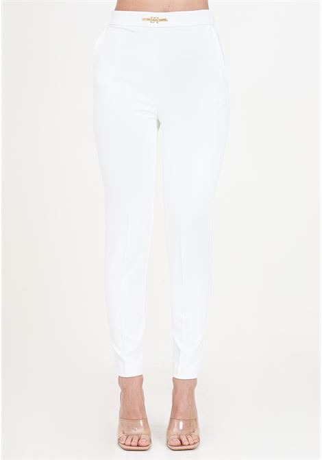 White women's trousers with metal detail and logo ELISABETTA FRANCHI | PA02741E2360